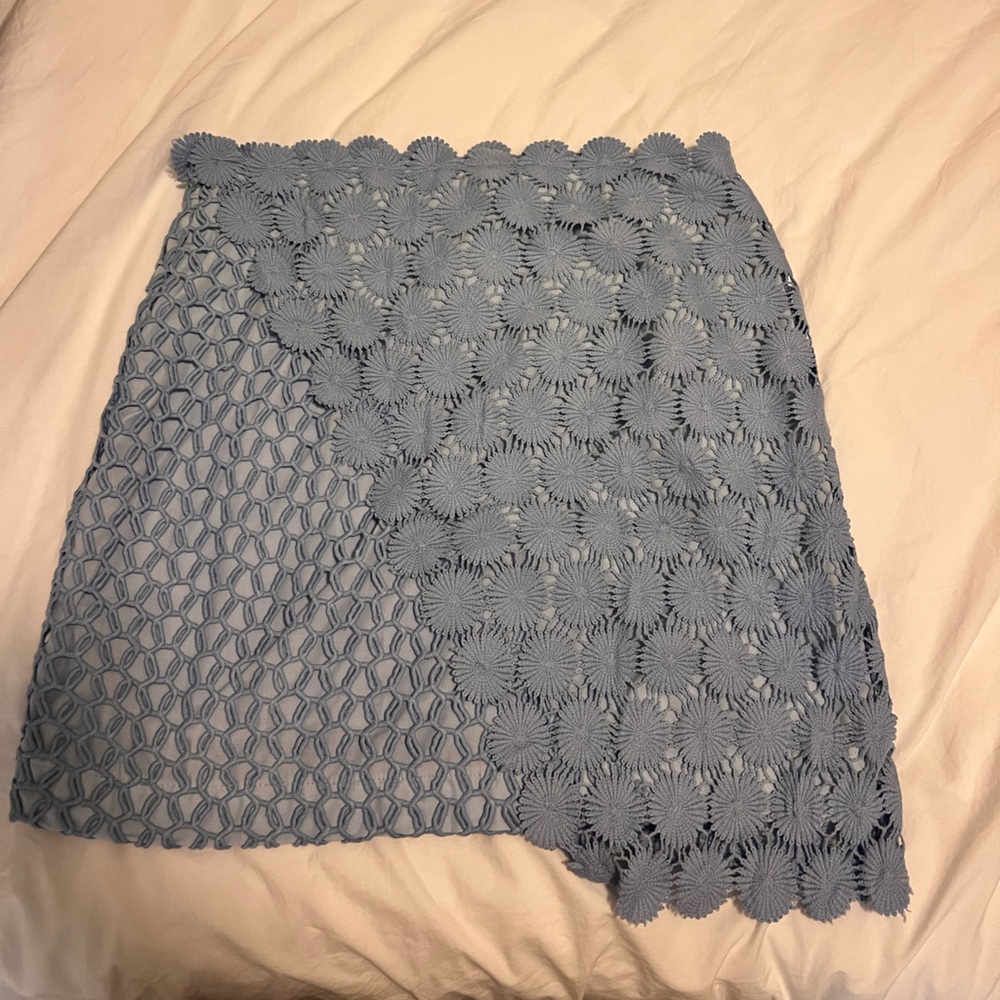Topshop Asymmetrical Blue Lace Skirt